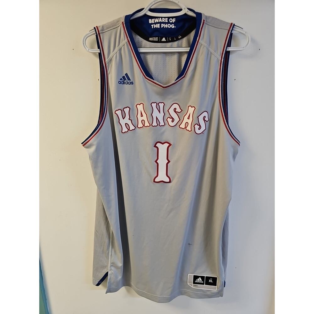 Kansas Jayhawks NCAA Adidas Basketball Jersey Mens Size XL #1 Beware Of The Phog